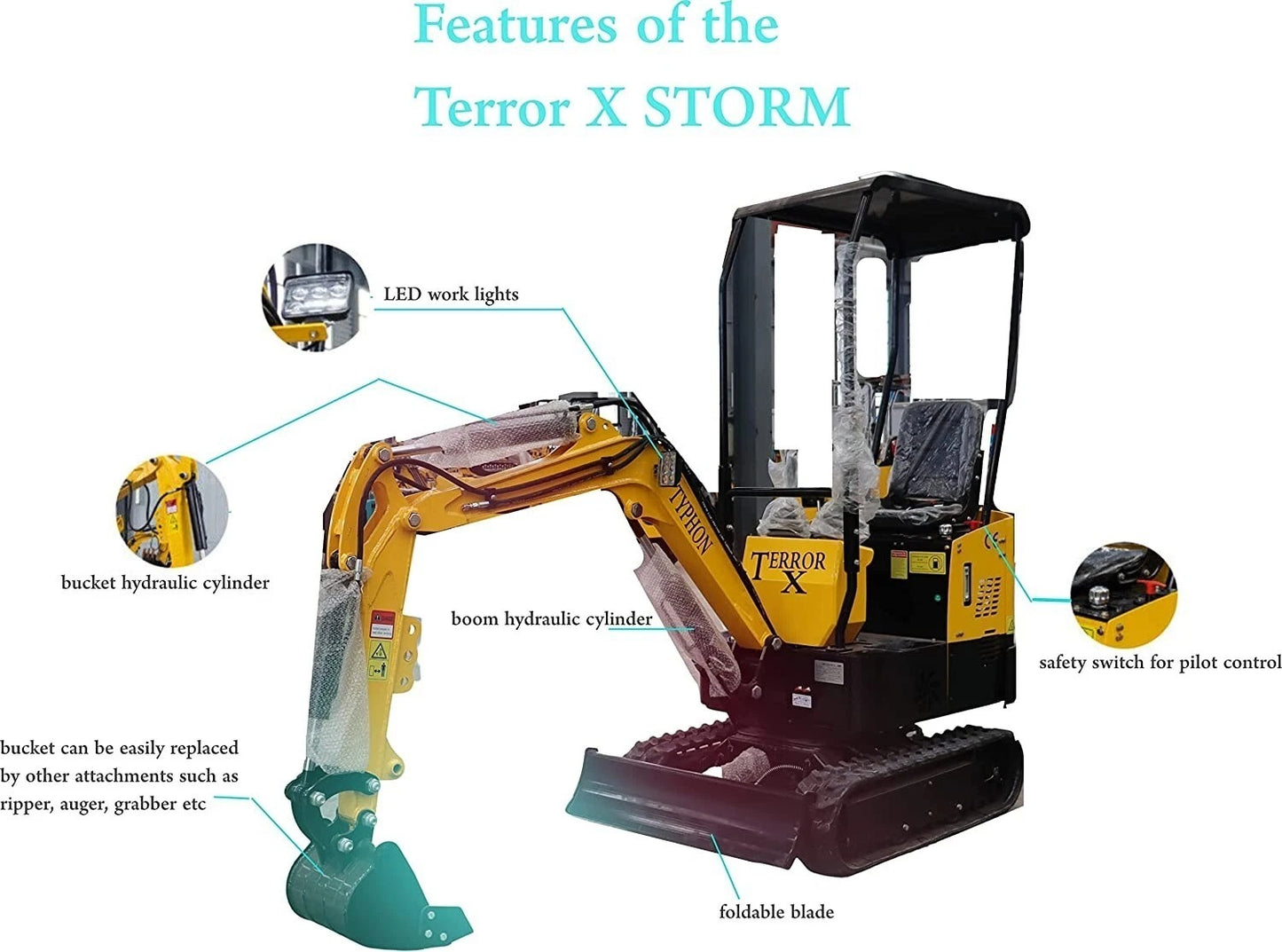 Mini Excavator 1 Ton Digger 13.5hp Gas Tracked Crawler B&S EPA Engine
