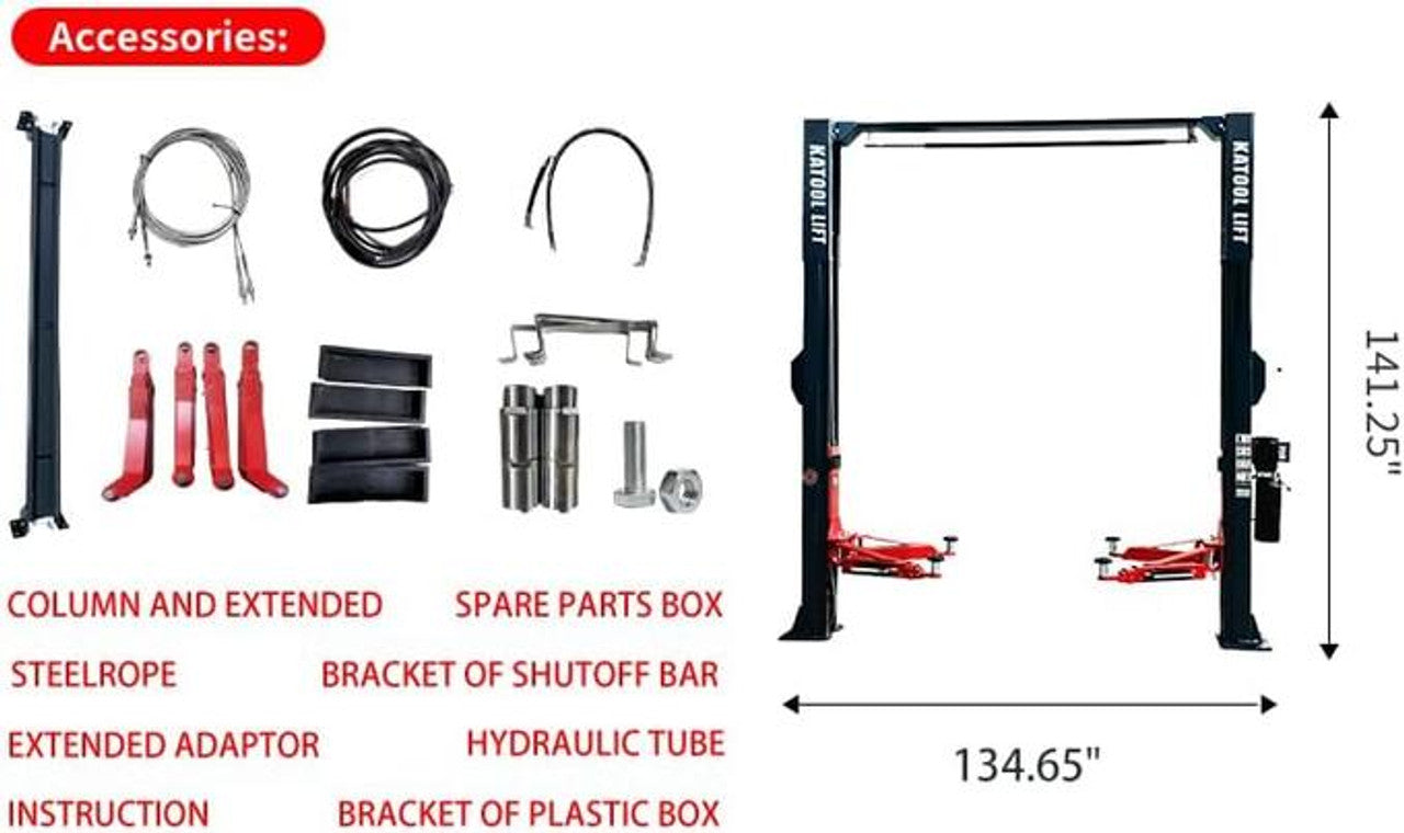 KATOOL 11000lbs Single Point Lock Release Direct Drive Two Post Lift 2 Post Lift Auto Lift 2-post Lift Clear Floor Car Lift, AS110D