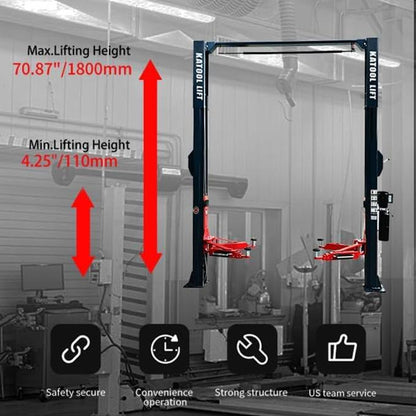 KATOOL 11000lbs Single Point Lock Release Direct Drive Two Post Lift 2 Post Lift Auto Lift 2-post Lift Clear Floor Car Lift, AS110D